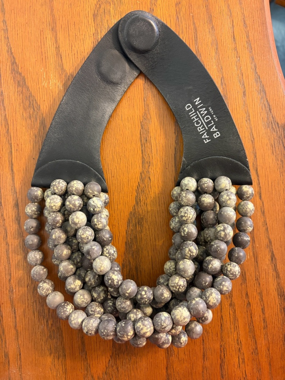 Fairchild Baldwin Multi-Strand Black/Grey Stone Bead Necklace - Chunky Statement - Picture 3 of 5